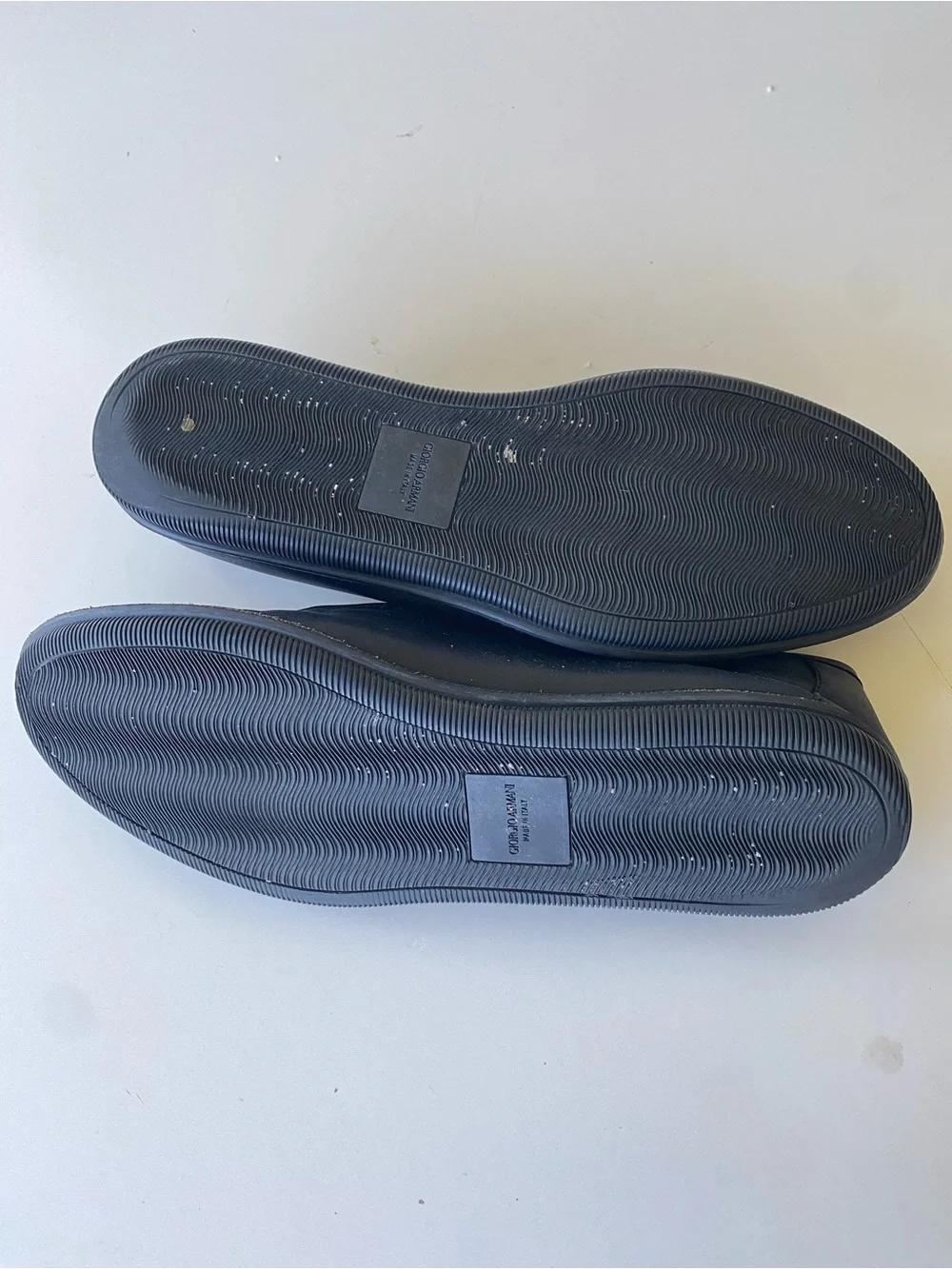 Giorgio Armani Black Braided Logo Leather Slip-Ons